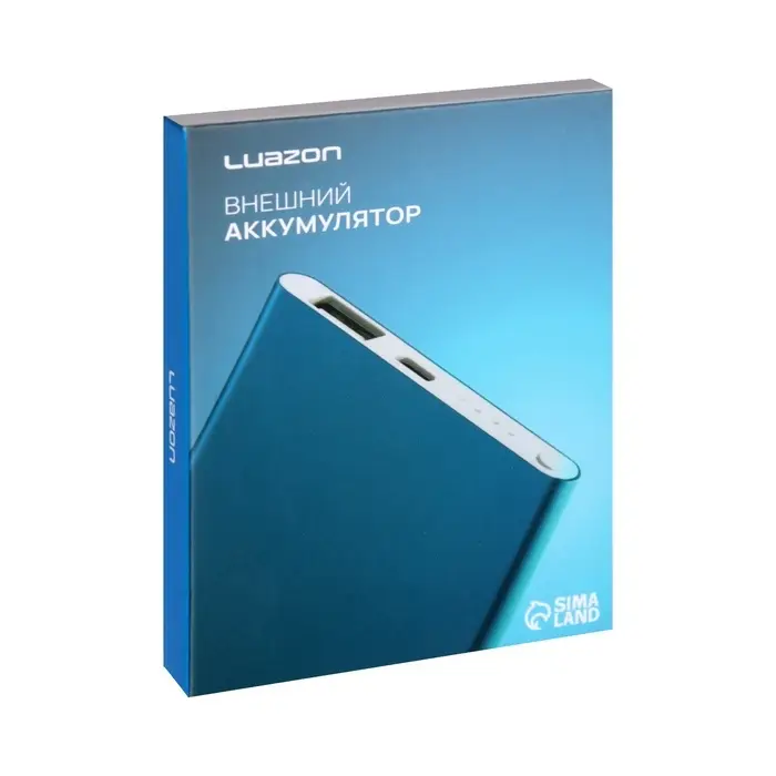 Внешний аккумулятор Luazon PB-19, 4000 мАч, USB, 1 А, индикатор, металл, синий