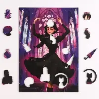 Пазл деревянный фигурный Puzzle &laquo;Девочка в чёрном платье&raquo;, 80 элементов