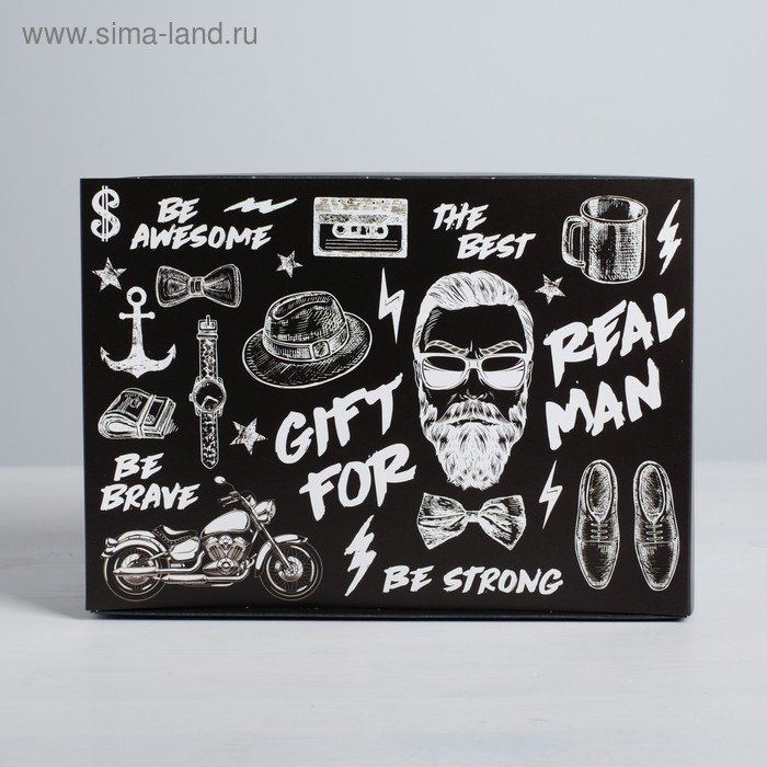 Коробка подарочная складная, упаковка, Gift for real man, 25 х 18 х 10 см Коробка подарочная складная, упаковка, Gift for real man, 25 х 18 х 10 см