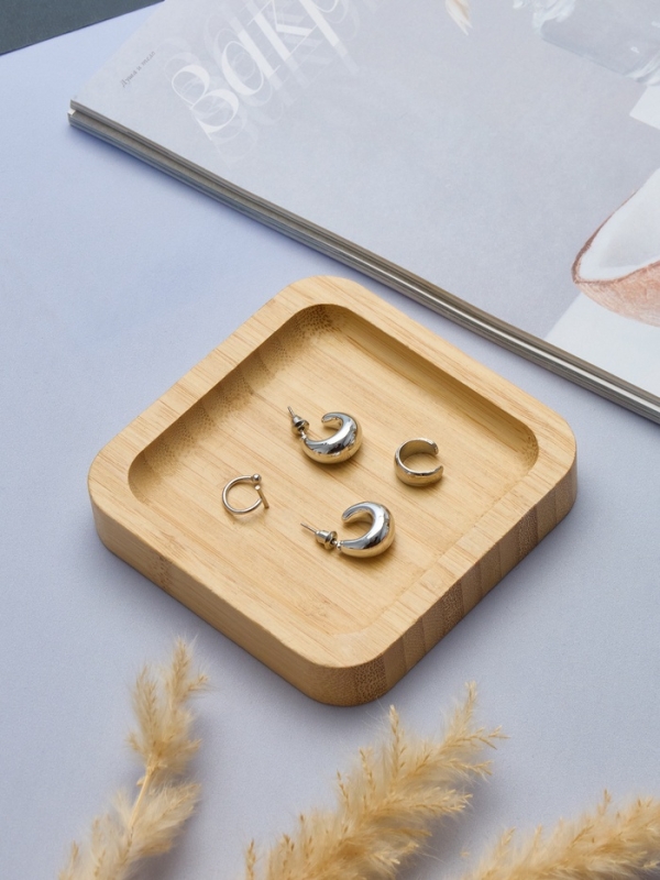 Набор серьги и каффы 4 шт. «Бублик», цвет серебро