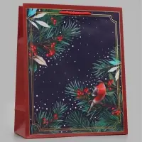 Пакет подарочный &laquo;Снегирь на ветке&raquo;, 26&times;12&times;32 см
