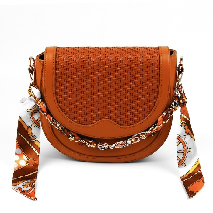 Цепочка с платком для сумки, с карабинами, 9 × 14 мм, 40 см, цвет коричневый/золотой