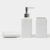 Аксессуары для ванной &laquo;Лодж&raquo;, 3 предмета: мыльница, дозатор для мыла 350 мл, стакан, белые