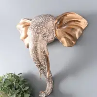 Панно настенное полистоун &laquo;Индийский слон с узорами&raquo;, интерьерный декор, золото с патиной, 30.5&times;13&times;29.5 см