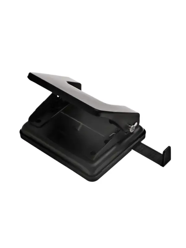 Дырокол металлический, 20 листов, OfficeSpace, линейка, черный