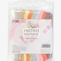 Нитки мулине №4, 8&plusmn;1 м, набор 12 шт., разноцветные