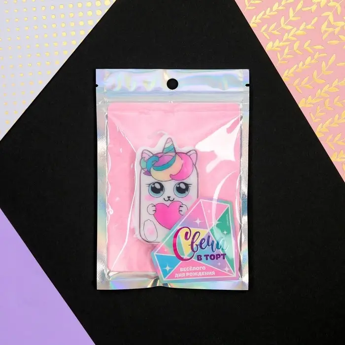 Свеча для торта «С Днём Рождения», котик, 4,3 х 7,3 см Свеча для торта «С Днём Рождения», котик, 4,3 х 7,3 см