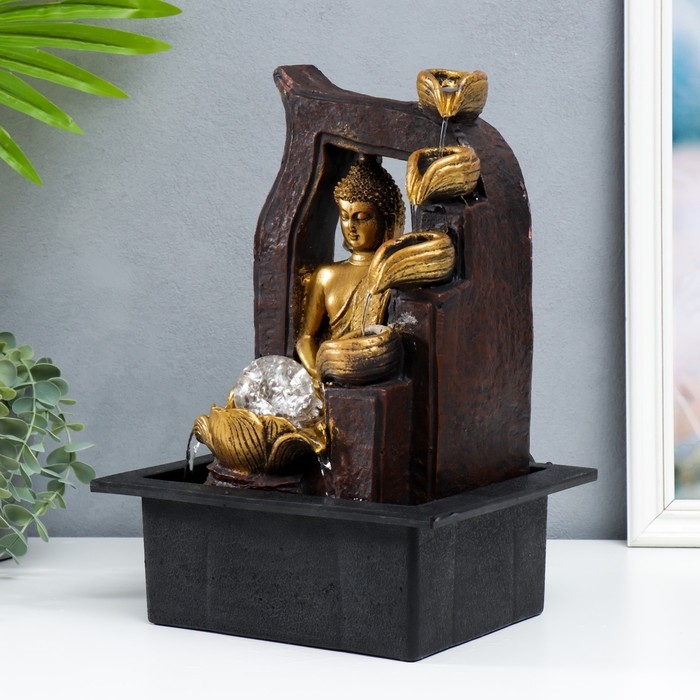 Фонтан настольный от сети Фонтан настольный от сети "Будда в арке с фонтаном" золото 35х25х20 см