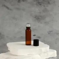 Флакон для парфюма, со стеклянным роликом, 5 мл, цвет коричневый/чёрный