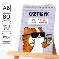 Скетчбук А6, 80 л., 100 г/м&sup2; &laquo;Котик&raquo;