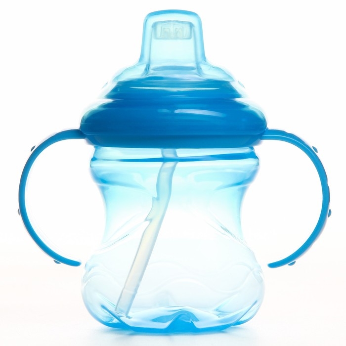 Поильник - непроливайка детский с мягким носиком, 240 мл., с ручками, цвет голубой Поильник - непроливайка детский с мягким носиком, 240 мл., с ручками, цвет голубой