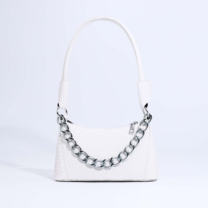 Сумка-багет на молнии, цвет белый Сумка-багет на молнии, цвет белый