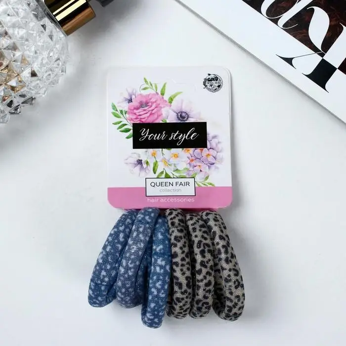 Резинка для волос "Спорт экстра" (набор 6 шт) лео мелкий, 4 см