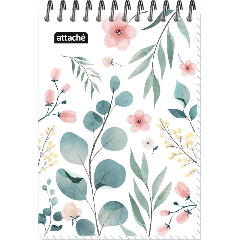 Блокнот А6,40л,клетка,гребень Цветы,в ассорт