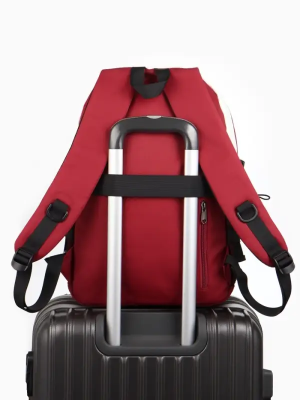 Рюкзак школьный, с мягкой спинкой, 2 отделения, 5 карманов, 30&times;14&times;45 см, бордовый, белый