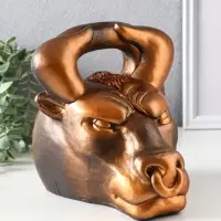 Копилка для денег &laquo;Бык гиря&raquo;, гипс, золото-бронза, 20&times;21&times;19 см