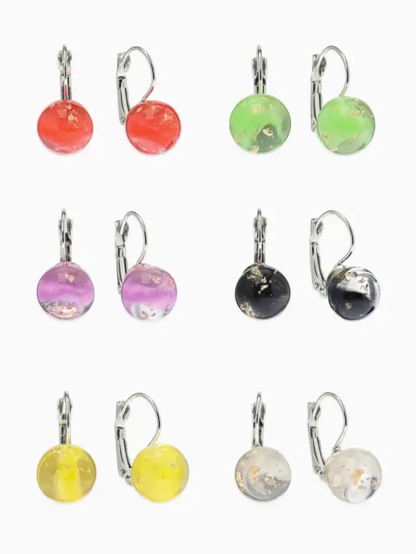 Серьги пластик "Шар №12" паталь, цвет МИКС в серебре
