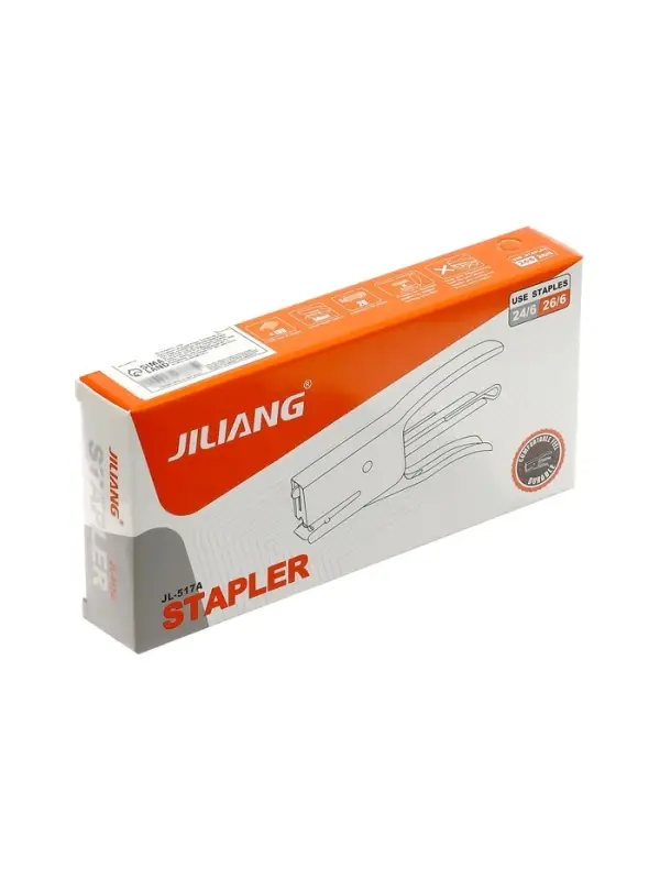 Степлер плаер №24/6 до 20 листов, скобы 24/6, для сшивания на весу, стальной, МИКС