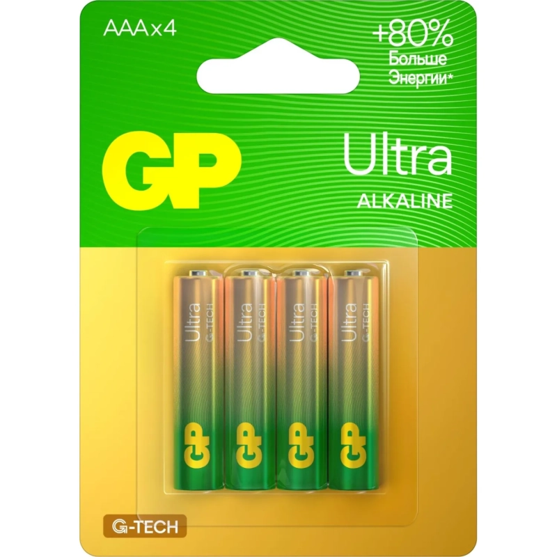 Батарейка GP Ultra AAA/LR03/24A 24AU-2CR4/24AUA21-2CRSBC4 бл/4шт