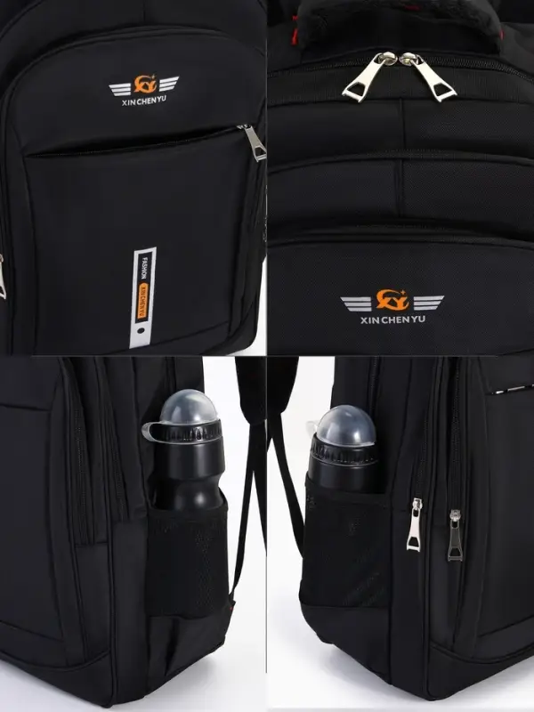 Рюкзак, 2 отдела на молнии, 4 кармана, 37&times;17&times;54 см, чёрный