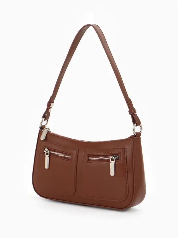 Сумка женская багет TEXTURA на молнии, 21&times;6&times;13 см, коричневая