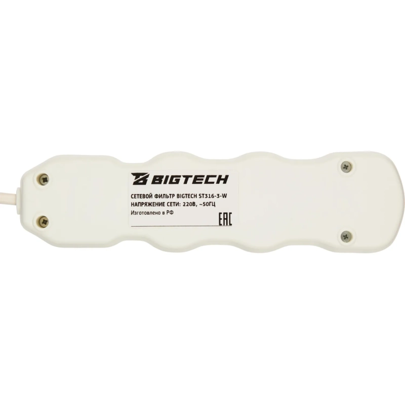 Сетевой фильтр BigTech ST310-3-W(3р/3м/10А/2,2кВт/3х0,75 мм2/белый)