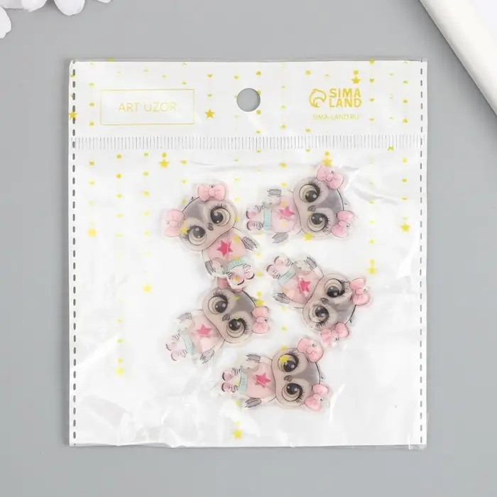 Декор для творчества акрил "Совушка в розовом свитере с сумкой" 2,7х3,7 см