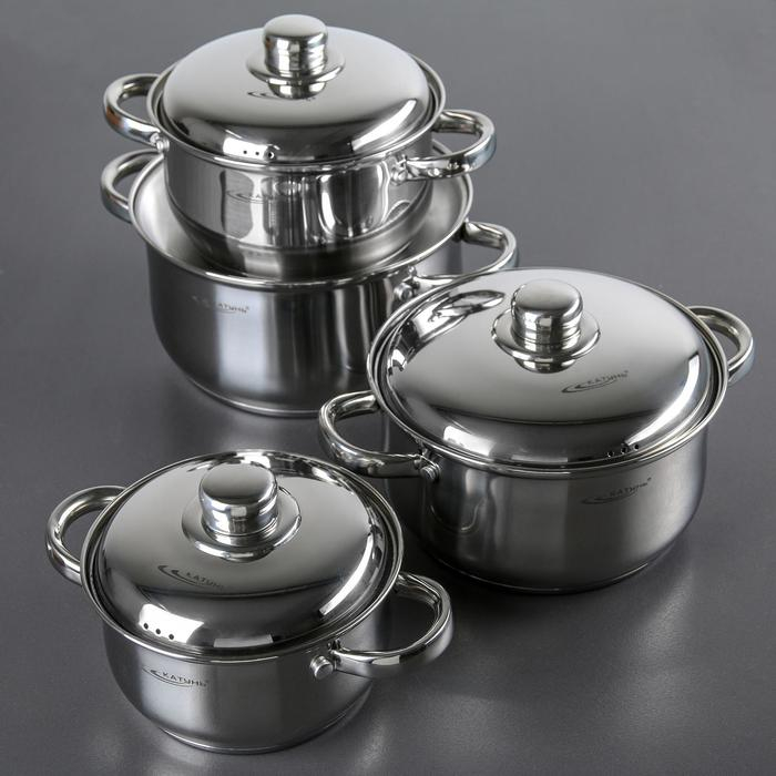 Набор кастрюль «Гретта», 4 предмета: 1,8 л, 2,5 л, 3,4 л, 4,5 л, металлические крышки, капусльное дно, индукция Набор кастрюль «Гретта», 4 предмета: 1,8 л, 2,5 л, 3,4 л, 4,5 л, металлические крышки, капусльное дно, индукция