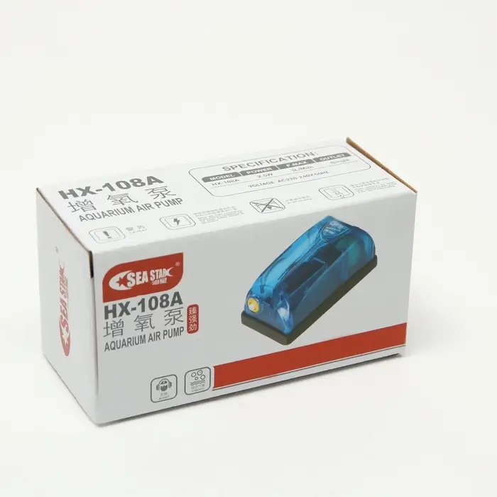 Компрессор для аквариума Sea Star HX-108A прозрачный, 3 л/мин, 2.5 Вт