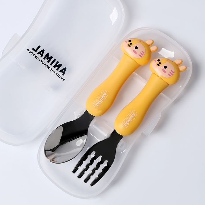 Набор детских столовых приборов в футляре «Тигрята», вилка, ложка Набор детских столовых приборов в футляре «Тигрята», вилка, ложка