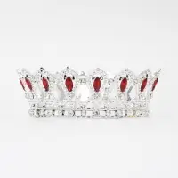 Топпер для торта &laquo;Корона&raquo;, 15&times;5 см, серебряная с красными стразами