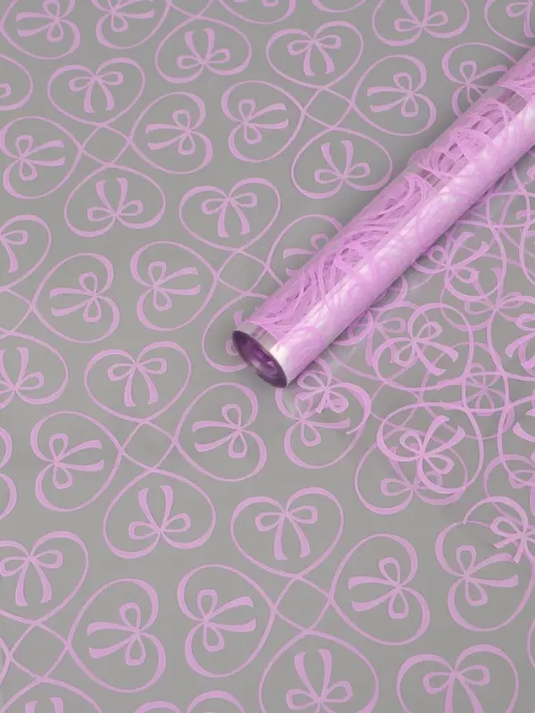 Пленка для цветов "Бантики", св. сиреневая, 0,6 х 9.3&plusmn;5% м, 40 мкм, 200 гр
