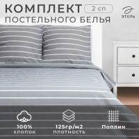 Постельное бельё Этель 2 сп Gray stripes 175х215см,200х220см,70х70см-2 шт, 100% хлопок, поплин