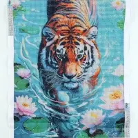 Алмазная мозаика с полным заполнением на холсте &laquo;Тигр в воде&raquo;, 40&times;50 см