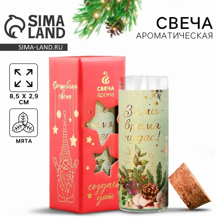 Новогодняя свеча в колбе «Новый год: Время чудес», аромат мята Новогодняя свеча в колбе «Новый год: Время чудес», аромат мята