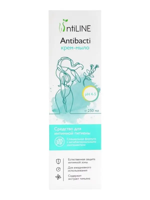 Средство для интимной гигиены IntiLINE &laquo;Антибактериальное&raquo;, крем-мыло, 250 мл