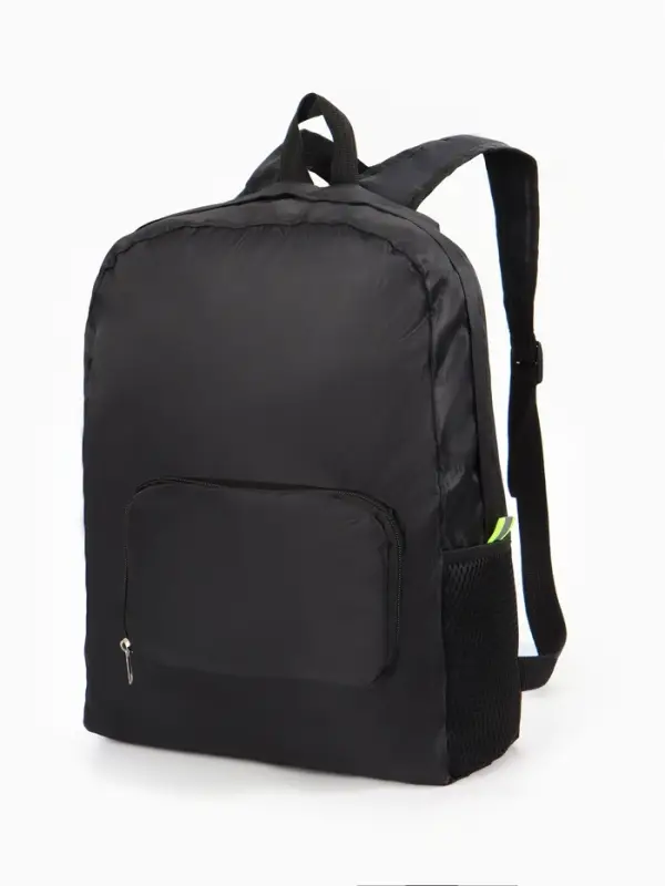 Рюкзак складной на молнии, с сетчатыми карманами, размер 31×11×39 см, чёрный Рюкзак складной на молнии, с сетчатыми карманами, размер 31×11×39 см, чёрный