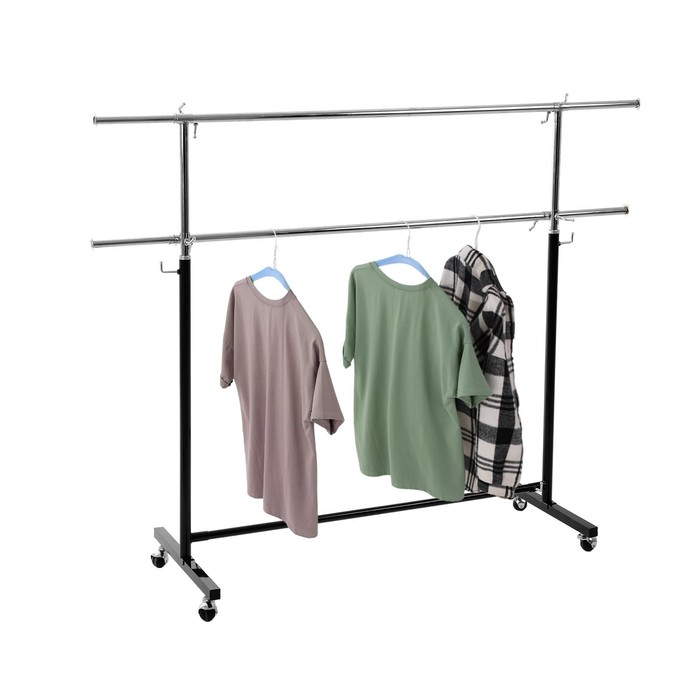 Вешало П-образное c двумя перекладинами 120-183×43×97-190 см, цвет чёрный Вешало П-образное c двумя перекладинами 120-183×43×97-190 см, цвет чёрный