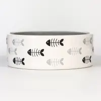 Миска &laquo;Рыбные косточки&raquo;, 300 мл, 12.5&times;4.5 см, керамика, серая, белая