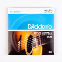 Струны для акустической гитары Light 12-53 D`Addario EJ11 BRONZE 80/20, бронза