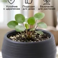Горшок цветочный &laquo;Япония&raquo;, 1.2 л, d=16 см, h=14 см, пластиковый, с поддоном, графитовый