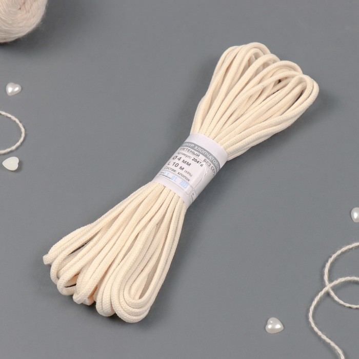 Шнур плетеный х/б 16-прядный без сердечника 4 мм 10м Шнур плетеный х/б 16-прядный без сердечника 4 мм 10м