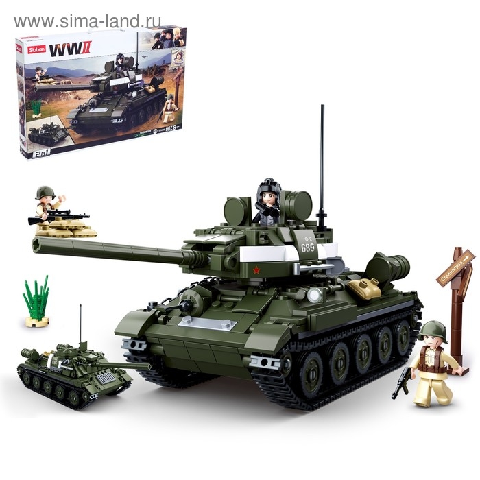 Конструктор Армия ВОВ «Боевой танк Т34-85», 2 варианта сборки, 687 деталей Конструктор Армия ВОВ «Боевой танк Т34-85», 2 варианта сборки, 687 деталей