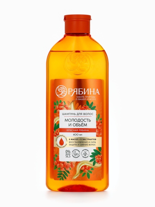 Шампунь для волос, молодость и объем, аромат рябины, 400 мл, Рябина