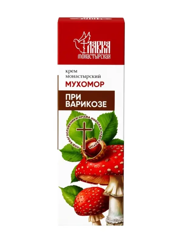 Крем-воск монастырский мухомор при варикозе &laquo;Монастырская лавка&raquo;, стекло, 30 мл