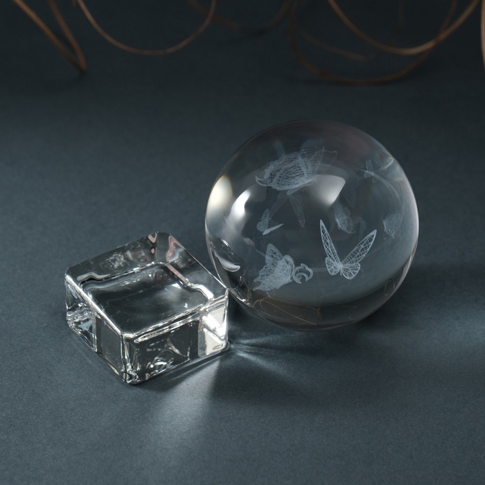 Сувенир стекло шар  Сувенир стекло шар "Бабочки" d=6 см