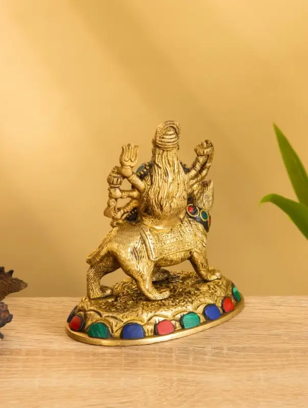 Сувенир "Дурга на тигре" латунь 6,5х10,5х11,5 см