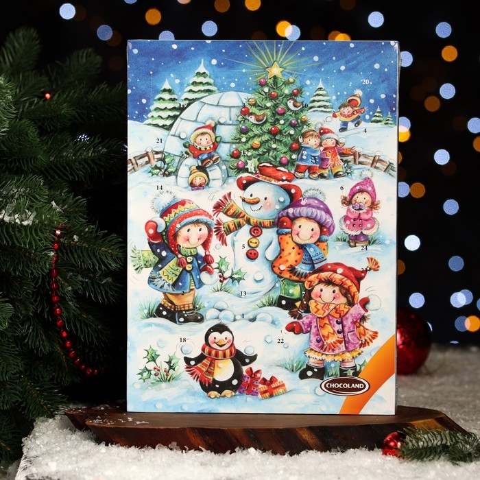 Новый год. Адвент-календарь с мини-плитками из молочного шоколада Chocoland, МИКС, 50 г Новый год. Адвент-календарь с мини-плитками из молочного шоколада Chocoland, МИКС, 50 г