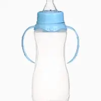 Бутылочка для кормления M&B, классическое горло, с ручками, от 3 мес., 250 мл., голубой МИКС