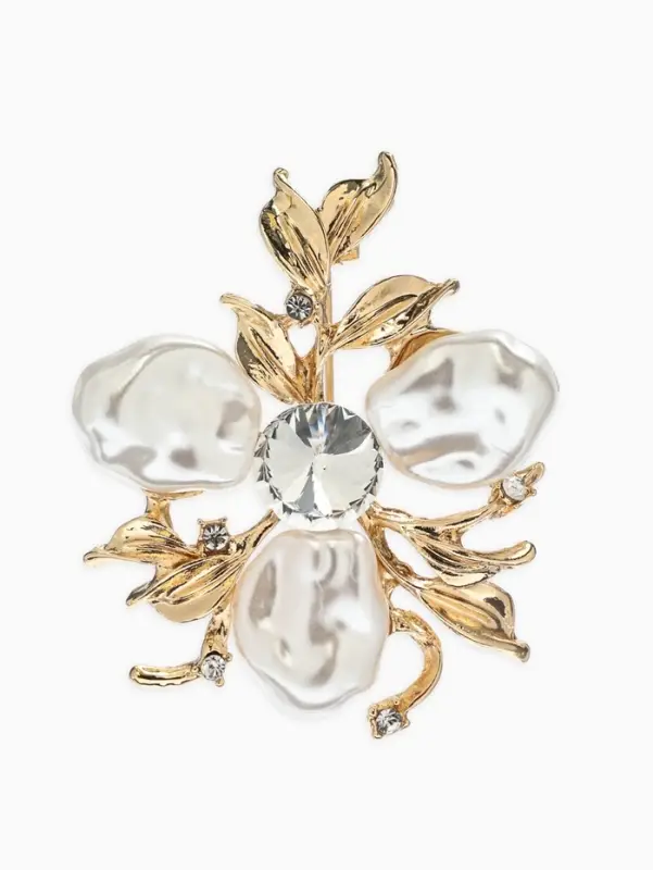 Брошь &laquo;Цветочек&raquo; роскошный, жемчуг, цвет белый в золоте